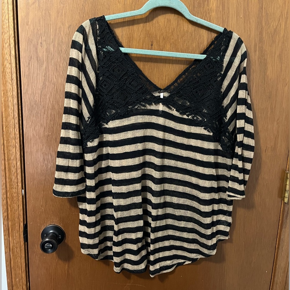 Free People Striped Sheer Top